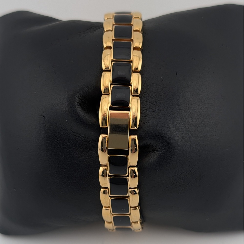 Armitron Now Gold Tone Black Enamel Crystal Accent Womens Watch - Picture 6 of 10